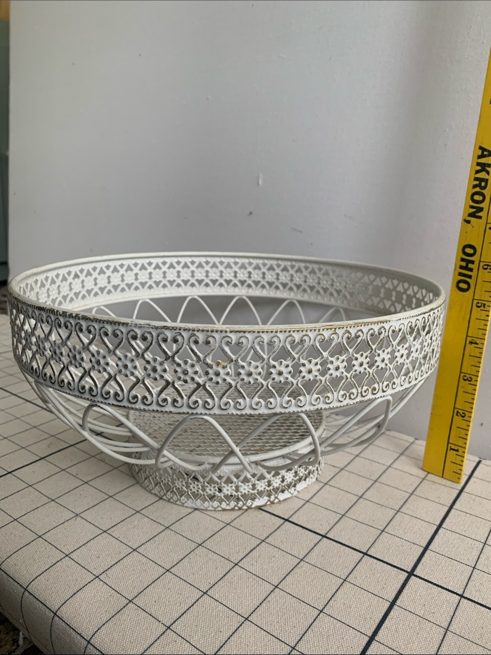 Decorative White Metal Bowl Centerpiece